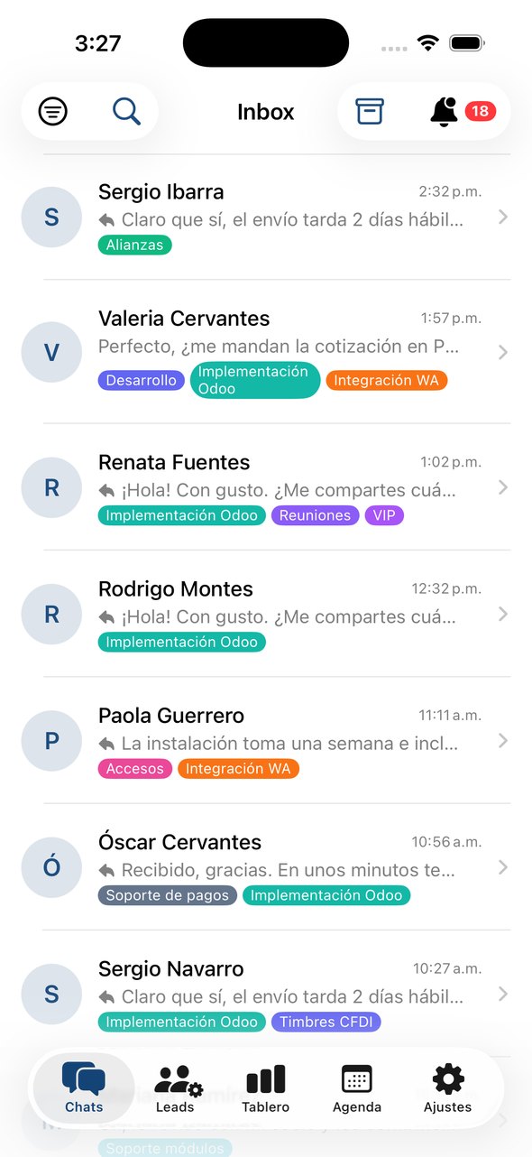 LeadBrain: Bandeja con WhatsApp y Messenger